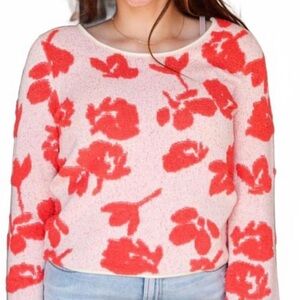 Saltwater Luxe Floral Patterned Sweater - Red and White